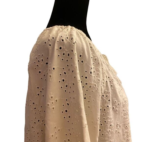 J. Jill White Eyelet Boho Prairie Top with 3/4 Sleeves Size Large - Picture 6 of 13